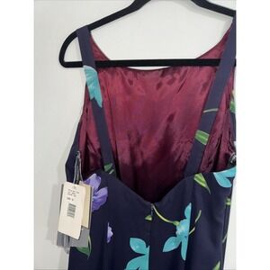 Vtg 90s Low Back Floral Maxi Dress Navy Teal Purple Sz 12/M/L USA NWT